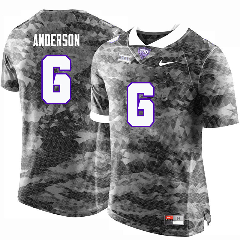 Men #6 Darius Anderson TCU Horned Frogs College Football Jerseys-Gray - Click Image to Close